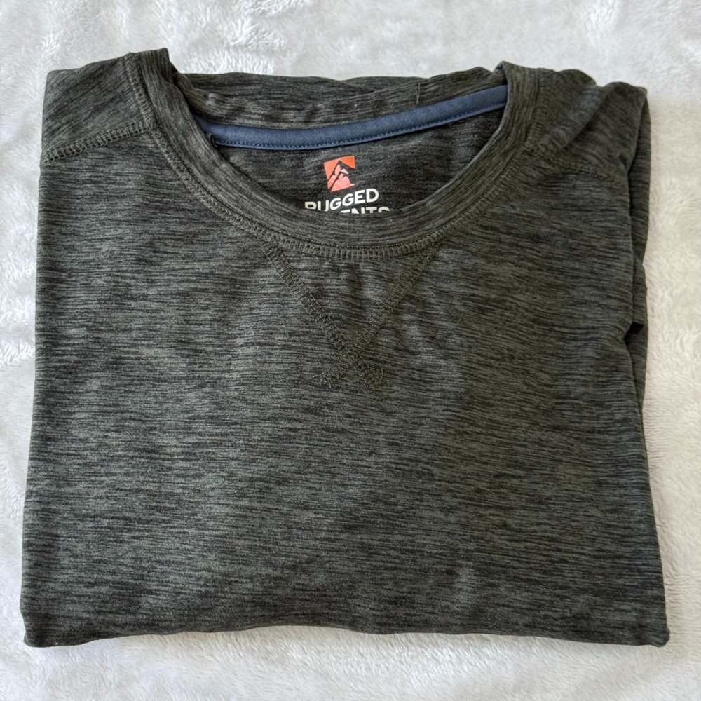Rugged Elements Mens Long Sleeve Shirt Dark Green Heather Size L Durable Utility